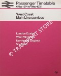 Passenger Timetable West Coast Main Line Services - London Euston, West Midlands, Northwest England, Scotland, 6 May 1974 to 4 May 1975 by British Rail